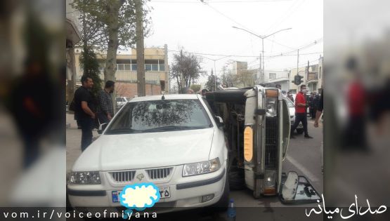 گزارش دو تصادف داخل شهر و بیرون شهر در میانه با ۶ مصدوم +تصویر